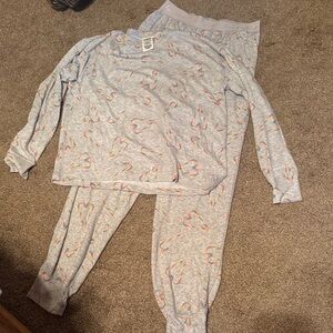 PINK Victoria's Secret Gray Pajama Pants with Rainbow Accents